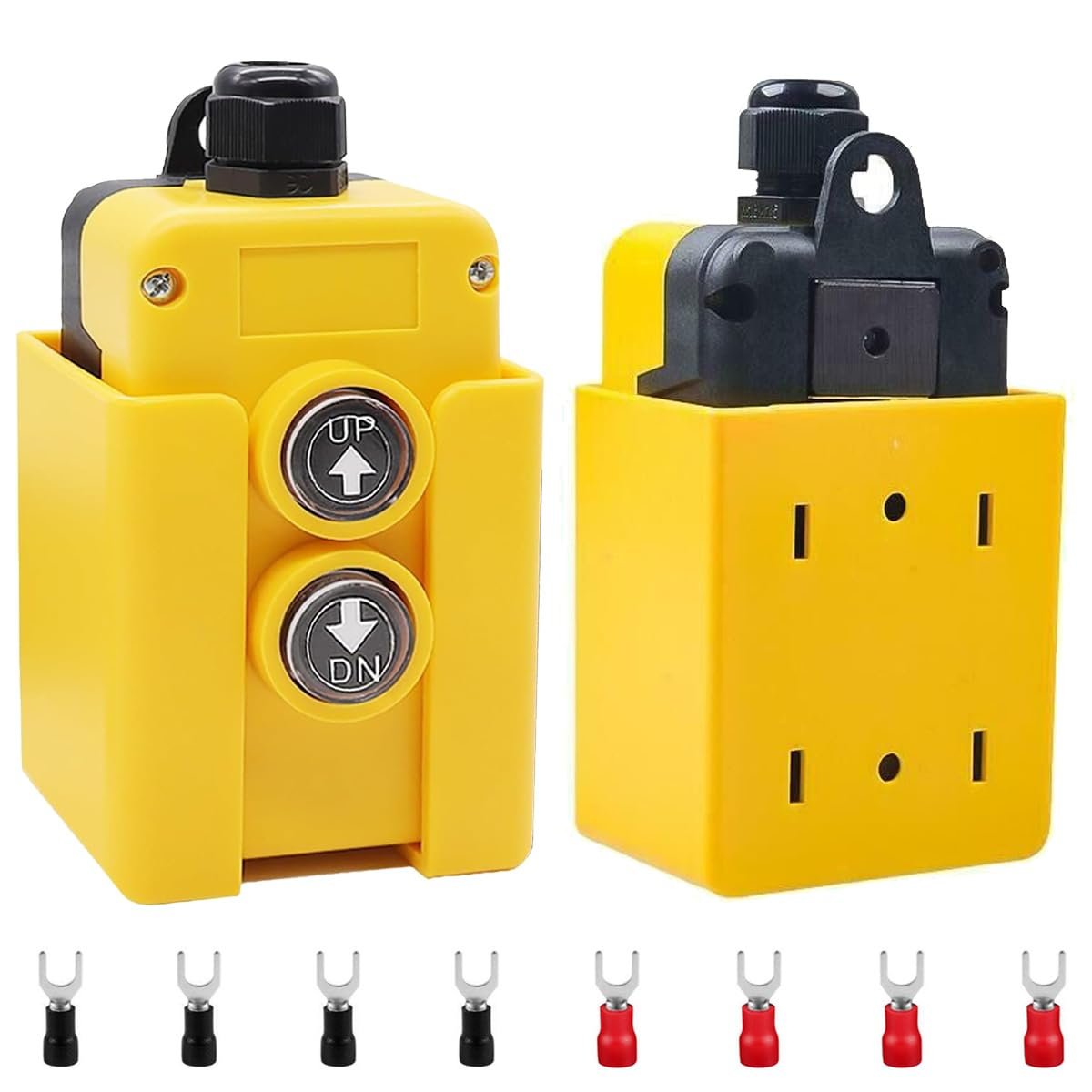 Interrupteur de commande à distance étanche DC 12V pour bennes basculantes, avec fonction momentanée et connecteur pour fourches. Compatible avec les bennes basculantes