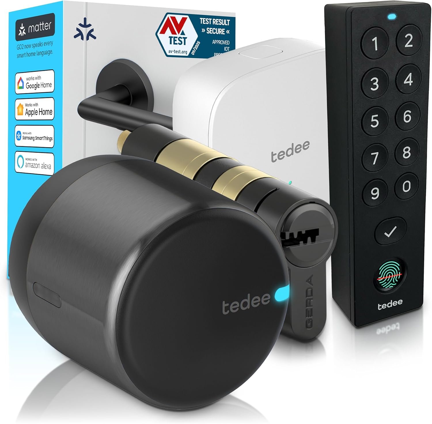 Serrure Intelligente Connectée avec Bridge WiFi, Keypad PRO et Cylindre Gerda EXXO Smart | Sécurité Classe 6, Empreinte Digitale