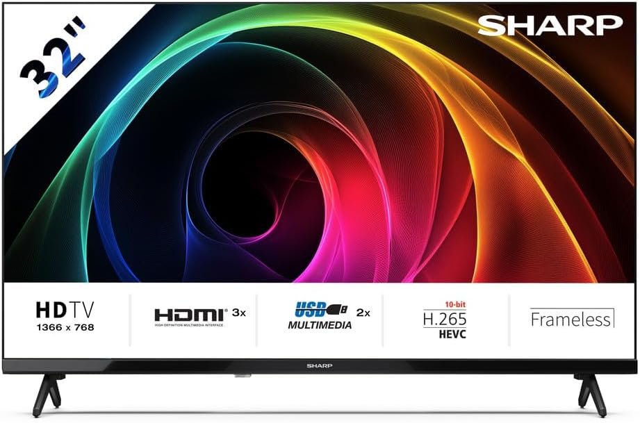 Sharp 32 pouces HD Ready LED TV avec Dolby Digital 3 HDMI 2 USB DVB-T/T2 32HA1205E (HA Series)