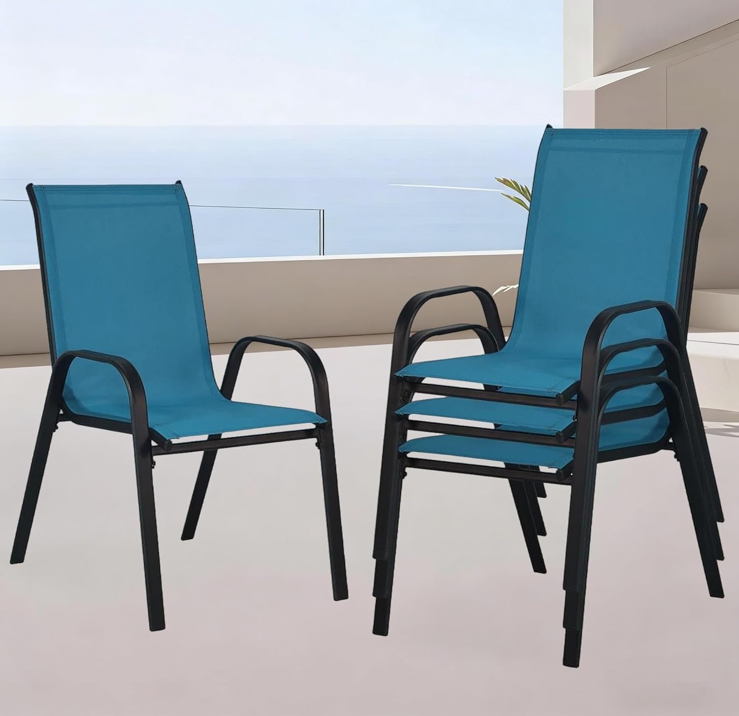 Lot de 4 Chaises de Jardin Extérieur Empilables