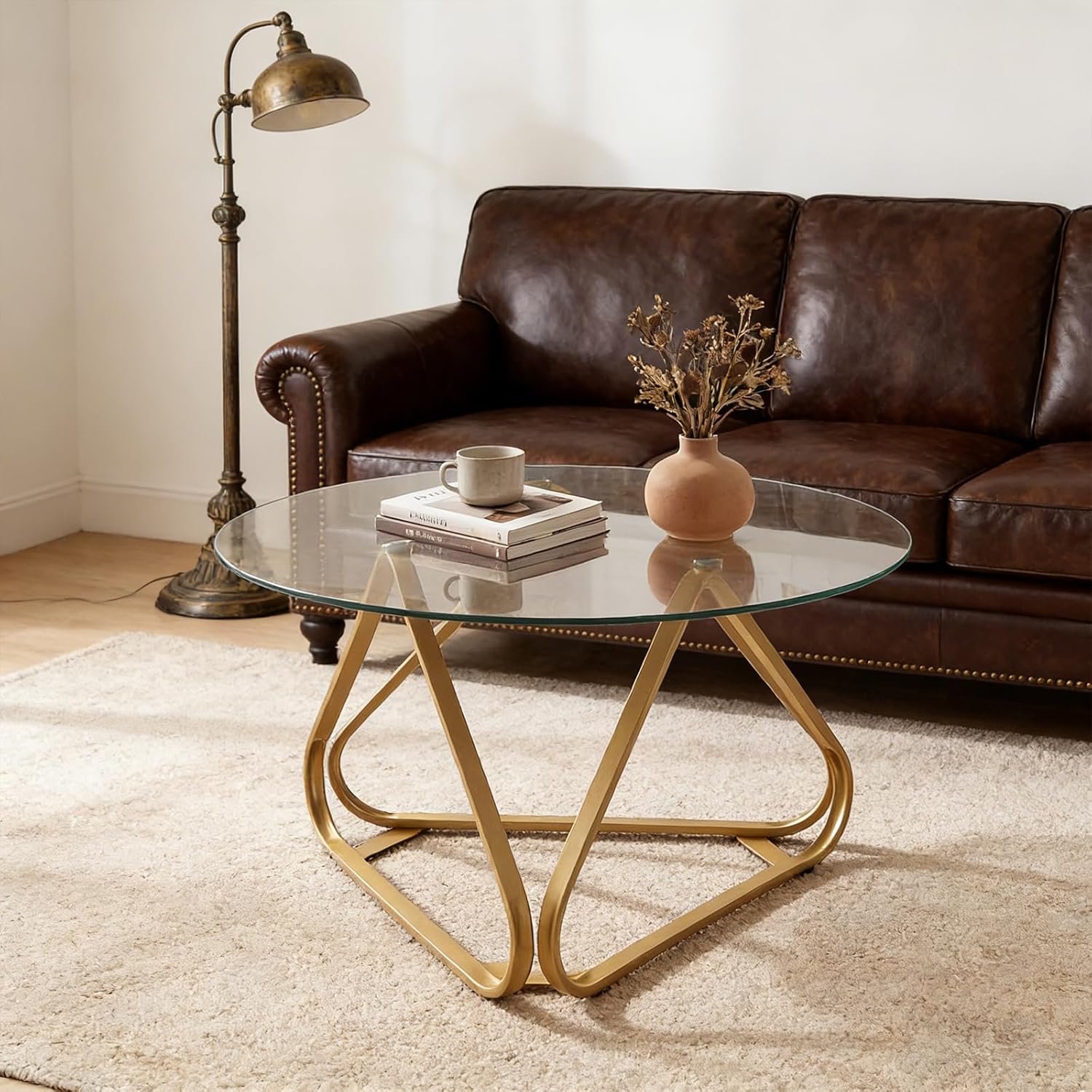 Table Basse Ronde 80 CM en Verre Trempé