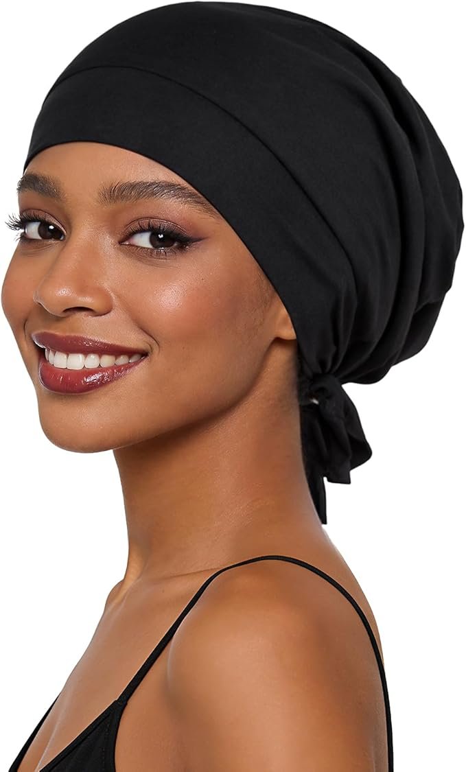 Bonnet Satin Cheveux Nuit, Réglable Bonnet Soie en Fibre de Bambou avec des Sangles Unisexe Beanie pour Dormir Doux Respirant Bonnet de Nuit en Satin pour Femme et Homme