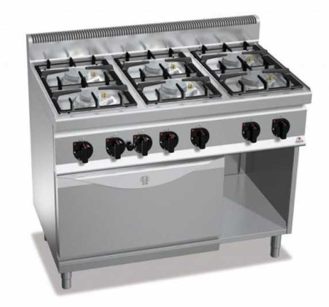 Fourneau 6 feux vifs sur four à gaz G7F6P+FG - MACROS 700
