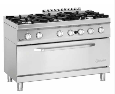Fourneau 6 feux vifs sur four gaz - SERIE 700