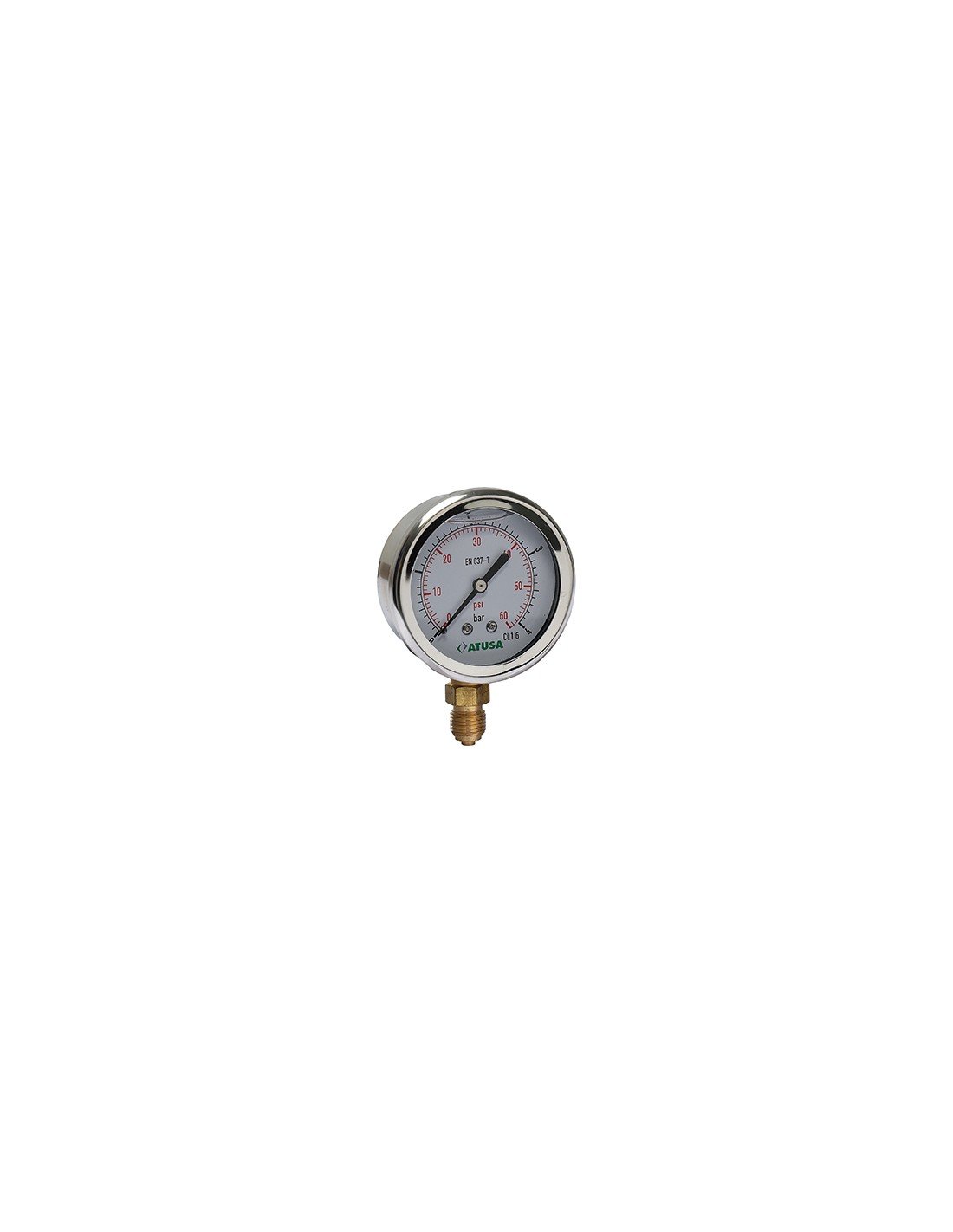 Manomètre radial à glycérine fileté 1/4", cadran 63mm ( 0 à 6 bar)