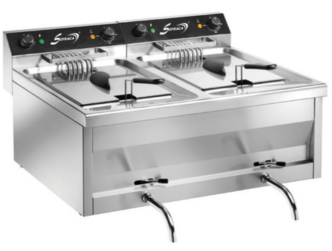 Friteuse électrique 2x9 litres sur coffre 400V super puissante