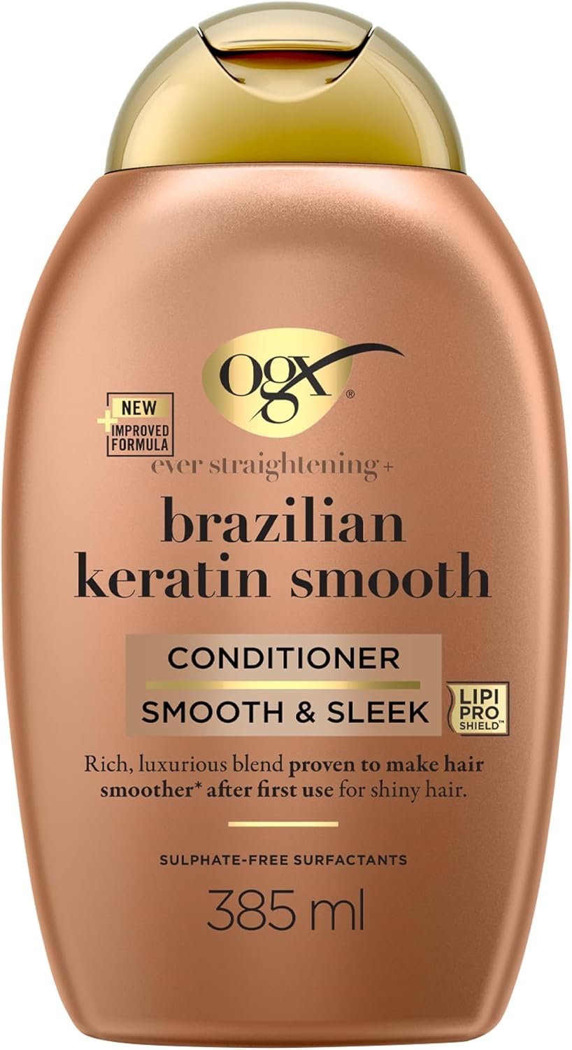 Shampooing Kératine Lissage Brésilien (flacon de 385 ml) – Soin capillaire lissant à la kératine pour des cheveux brillants – Après-shampoing sans sulfate et sans parabène