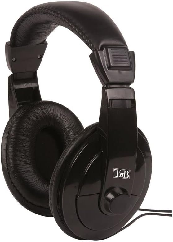Casque TV Filaire Audio Circum-Auriculaire, Câble 8 Mètres, Contrôle du Volume Intégré, Adaptateur Jack 6,35 mm Inclus, Compatible TV Hi-FI Smartphone PC Console - Noir