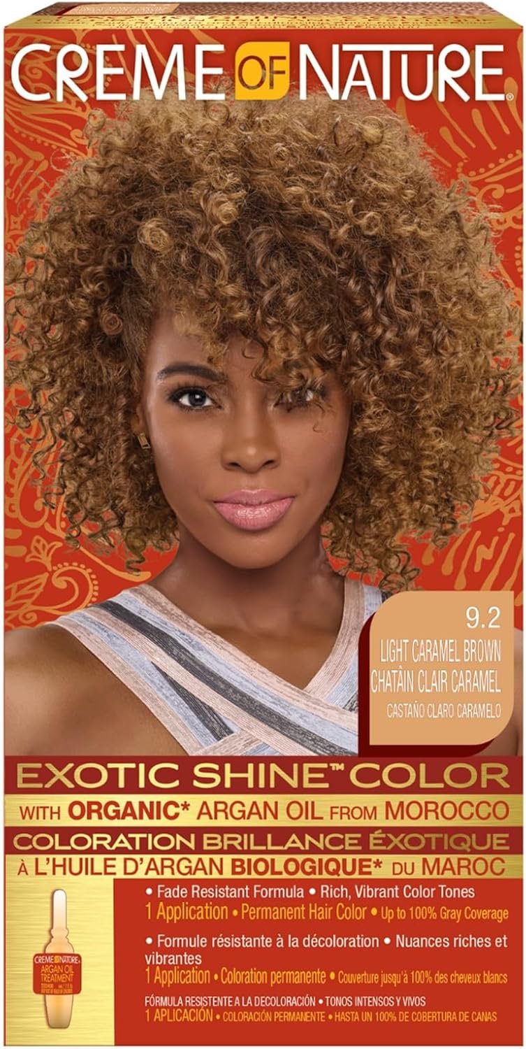 Creme of Nature, Argan Oil, Coloration Permanente Longue-Tenue à l'Huile d'Argan du Maroc,Coloration Cheveux Bouclés à Crépus