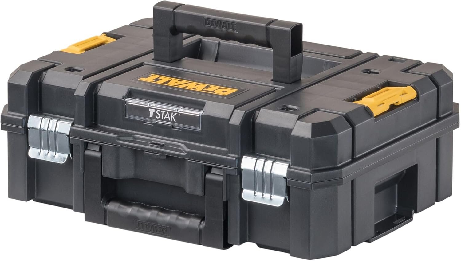 DEWALT Tool Box TSTAK II, 13 In. Flat Top Tool Storage Case, Stackable Organizer Hard Case Portable Toolbox, Heavy Duty, Holds Up To 66 lbs (DWST17807)