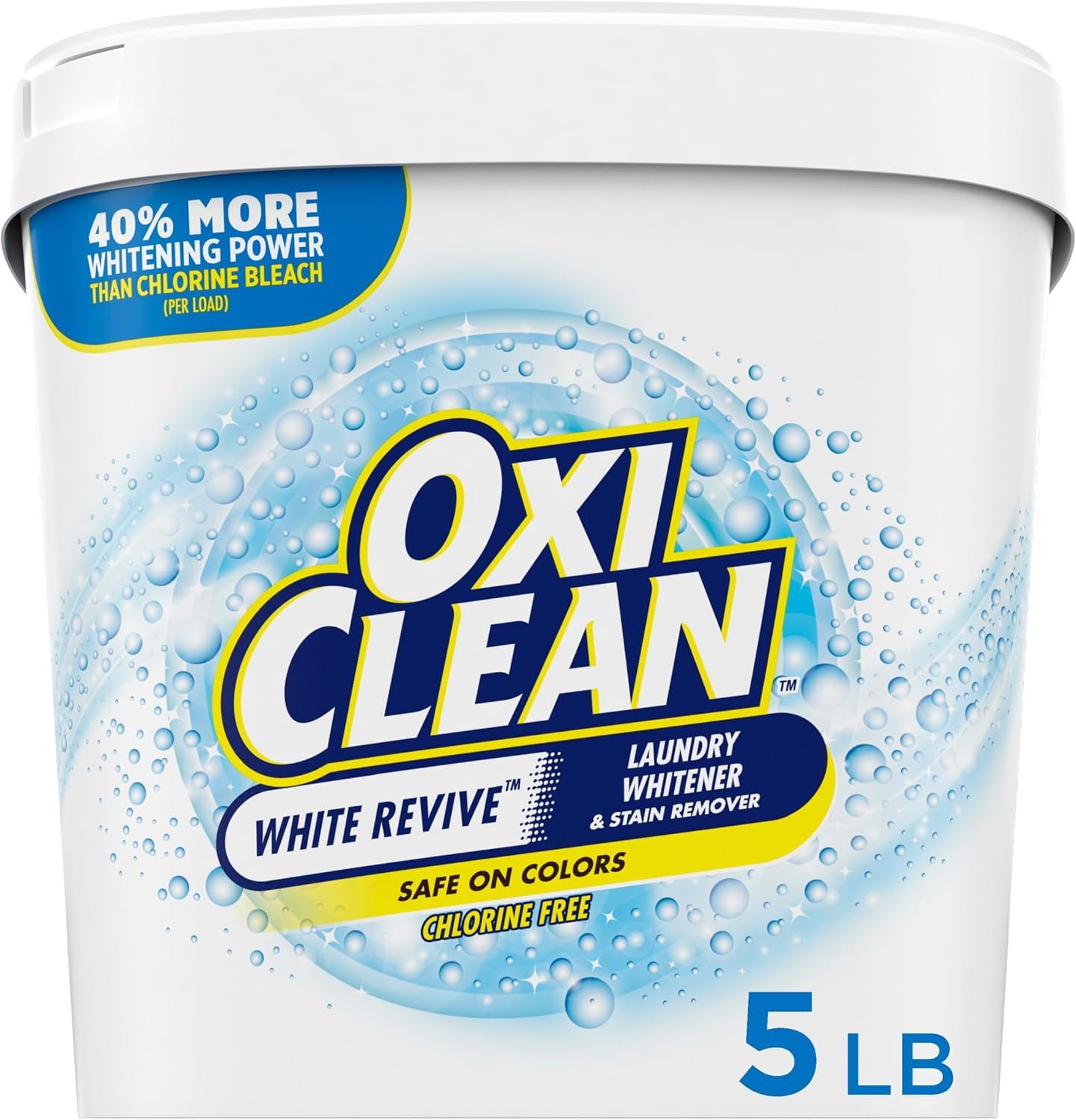 OxiClean White Revive Blandery Whitener et poudre de détachant, alternative à l'eau de Javel pour la blanchisserie, 5 lb