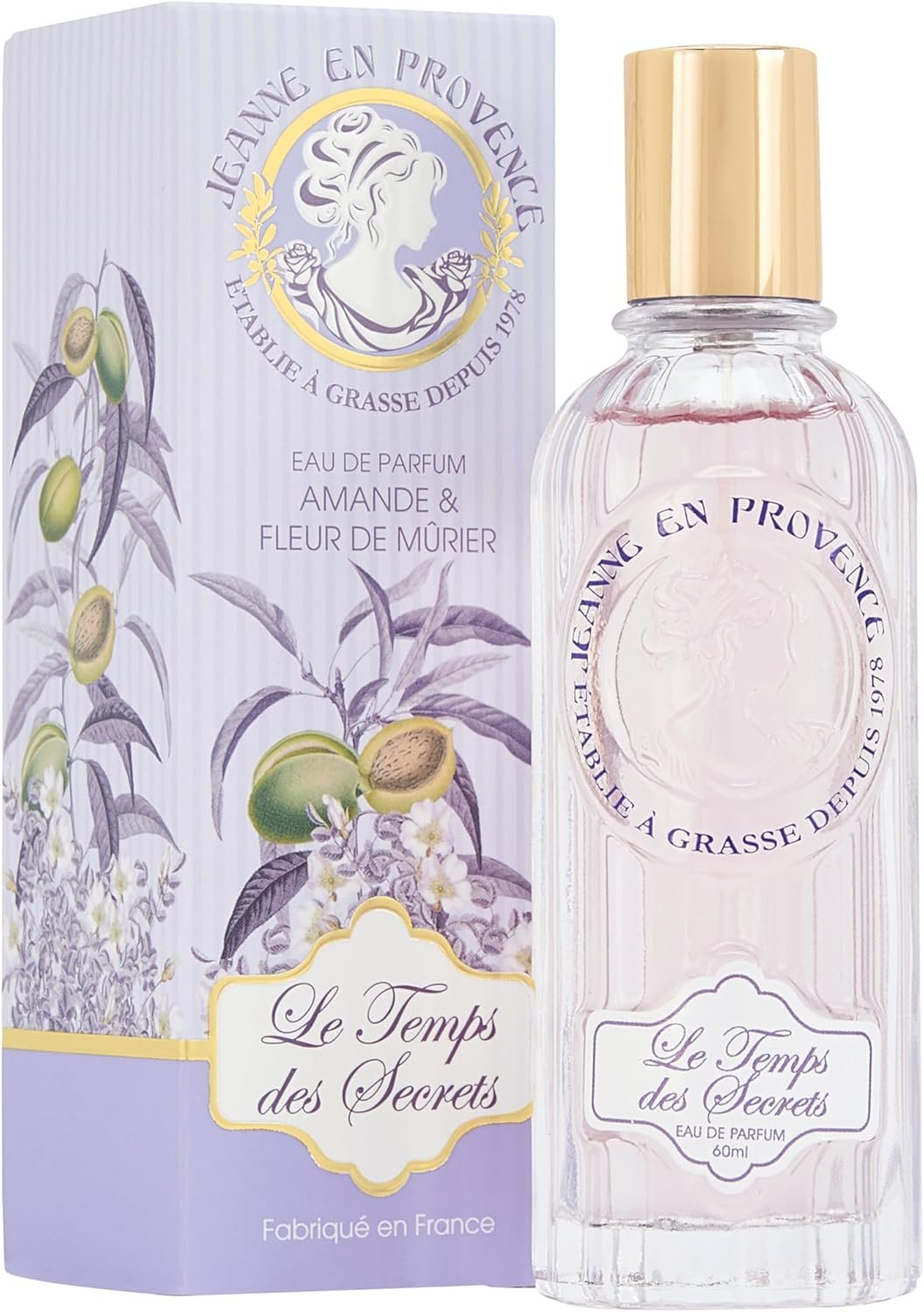 Parfum Femme Le Temps Des Secrets - Amande & Fleur de Mûrier - Eau de Parfum - Flacon Vaporisateur 20 ml - Fabriqué en France à Grasse
