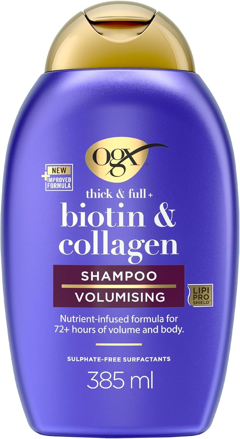 Shampooing Volumateur Biotine & Collagène (flacon de 385 ml) – Soin capillaire avec formule infusée de nutriments – Shampooing sans sulfate pour plus de 72 heures de volume