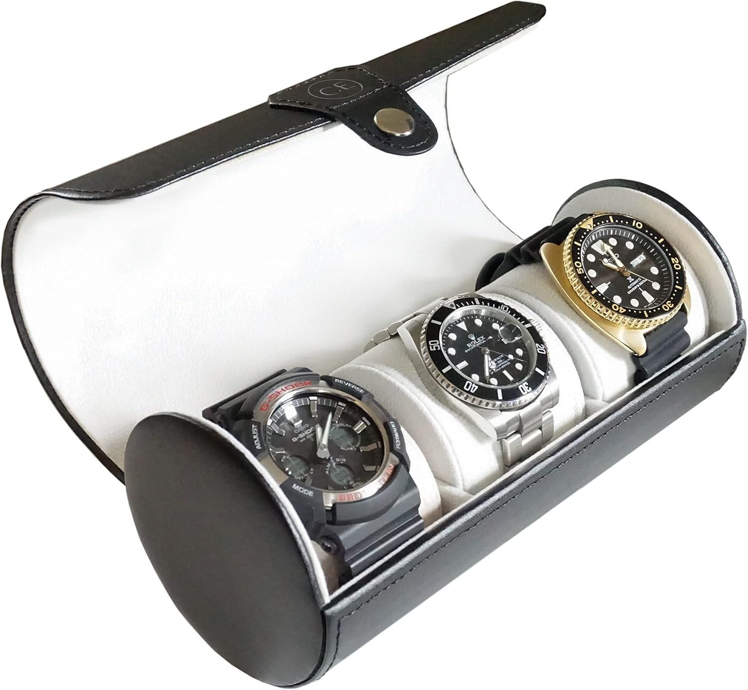 CASE ELEGANCE Travel Watch Organizer Case - Rouleau en similicuir (Noir) - par
