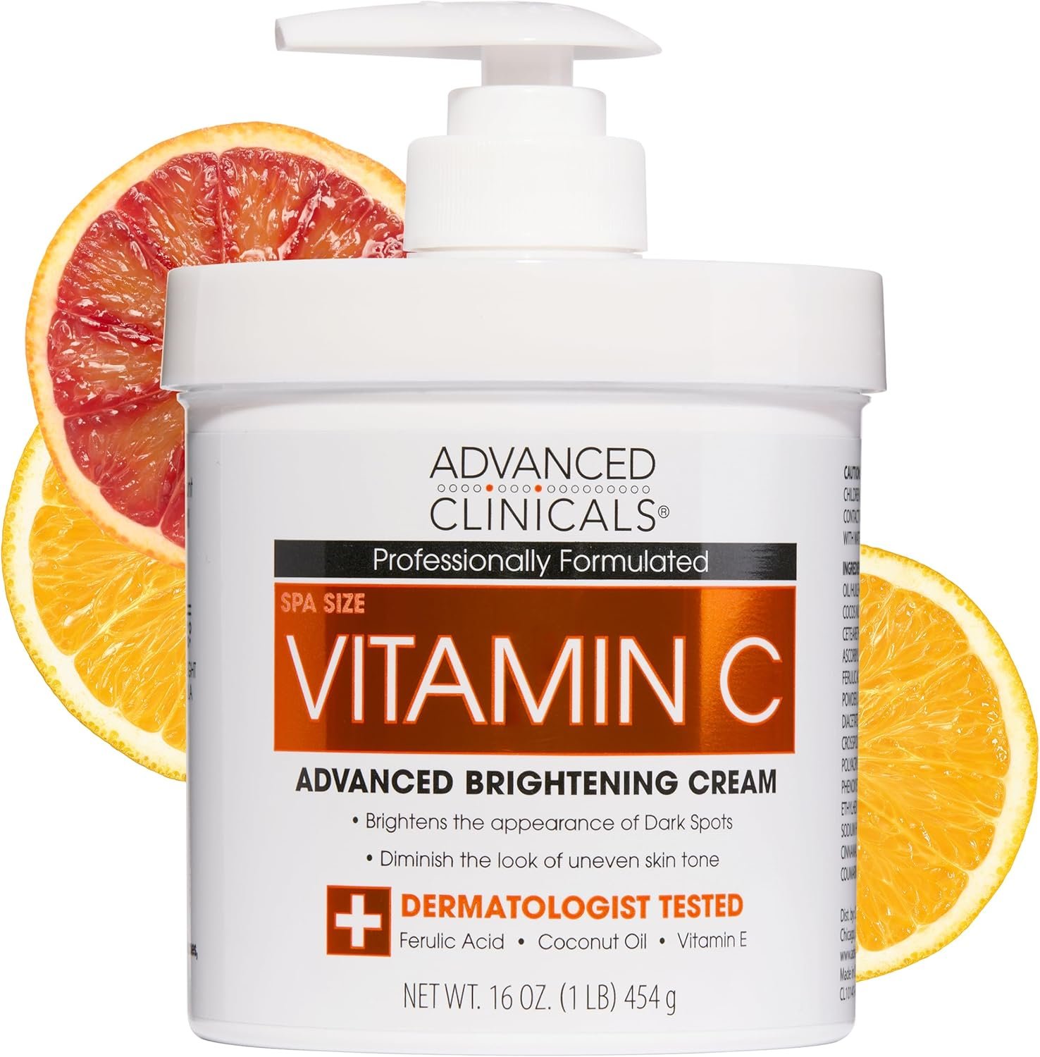 Advanced Clinicals Vitamin C, Advanced Brightening Cream, 16 oz (454 g)
