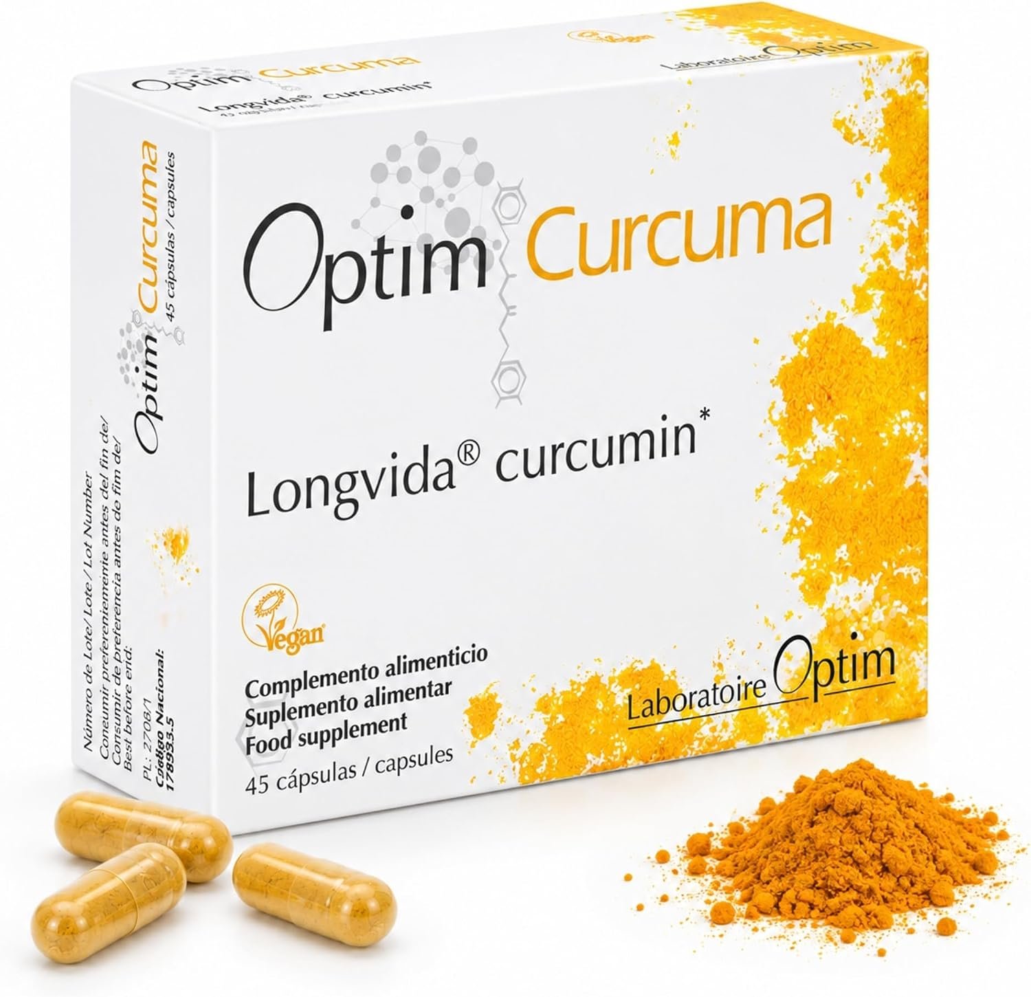 Curcuma Longvida Curcumine 45 gélules formule végane dosée Extrait de curcuma biodisponible, pour adultes, confort articulaire, soutien de la mobilité et bien-être quotidien