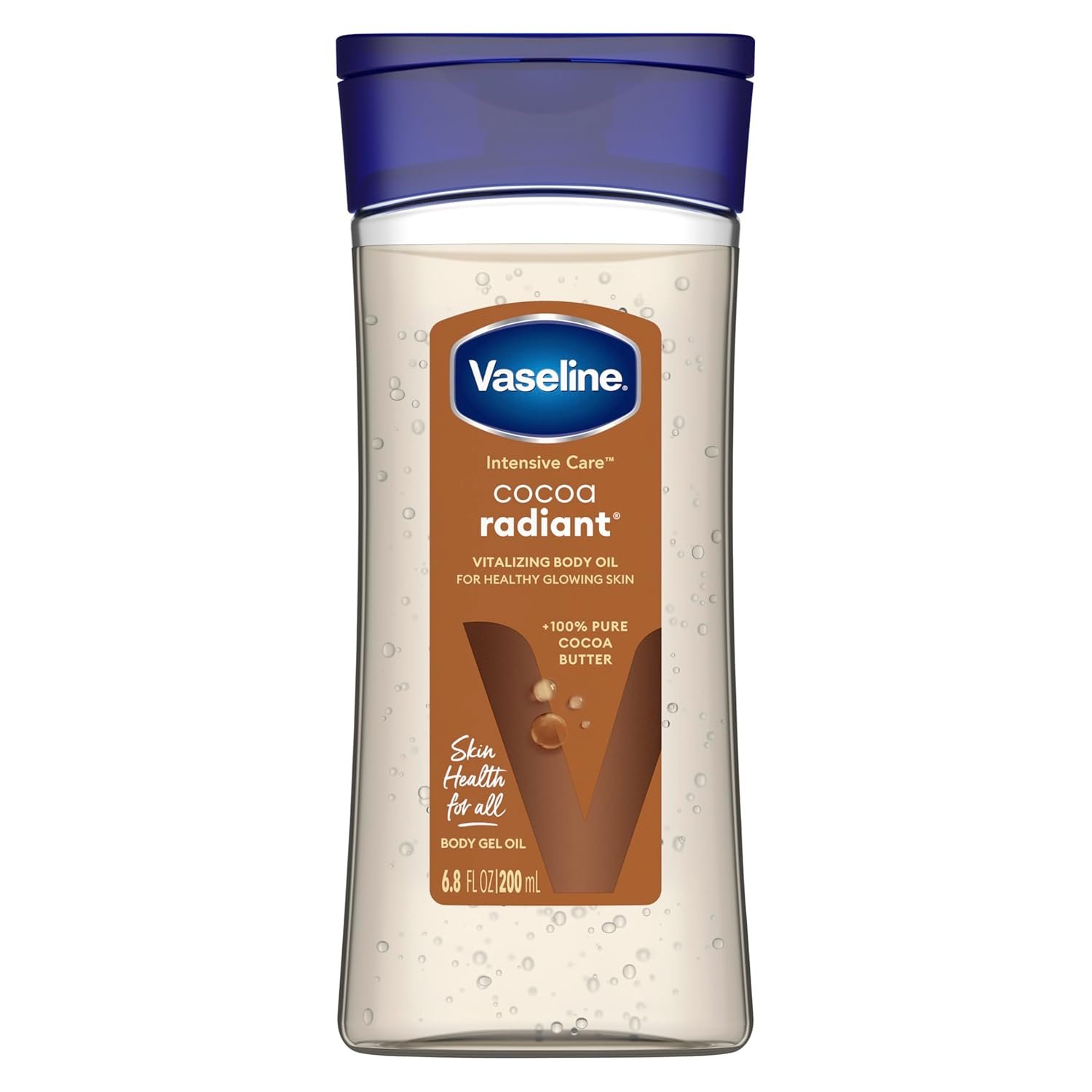 Vaseline Intensive Care Cacao Radiant for Glowing Skin Gel Gel Body Oil fabriqué avec du beurre de cacao pur + huiles reconstituantes 200ml