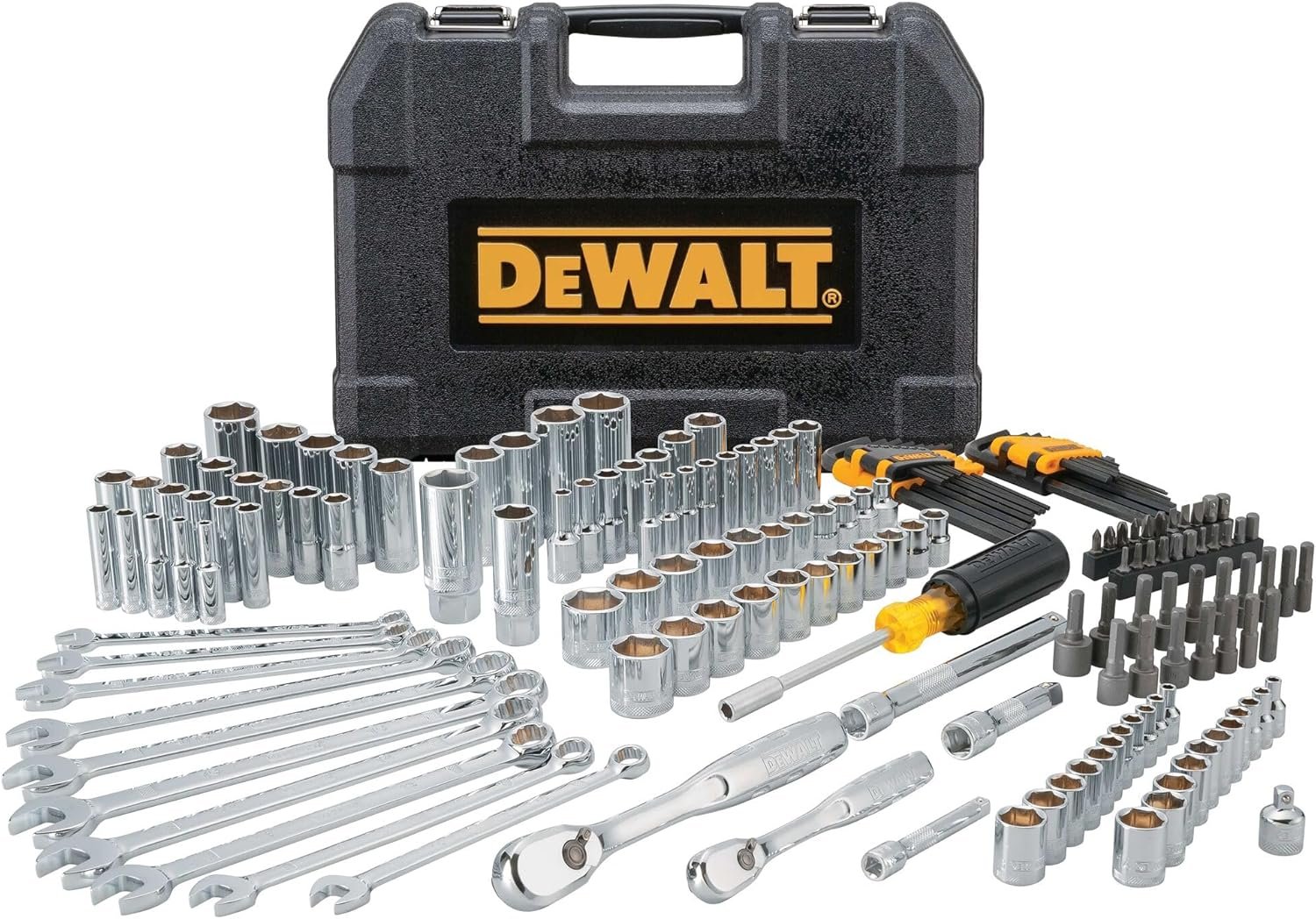 DEWALT Mechanics Tool Set, 1/4 and 3/8 Inch Drive, SAE, 172-Piece (DWMT81533)