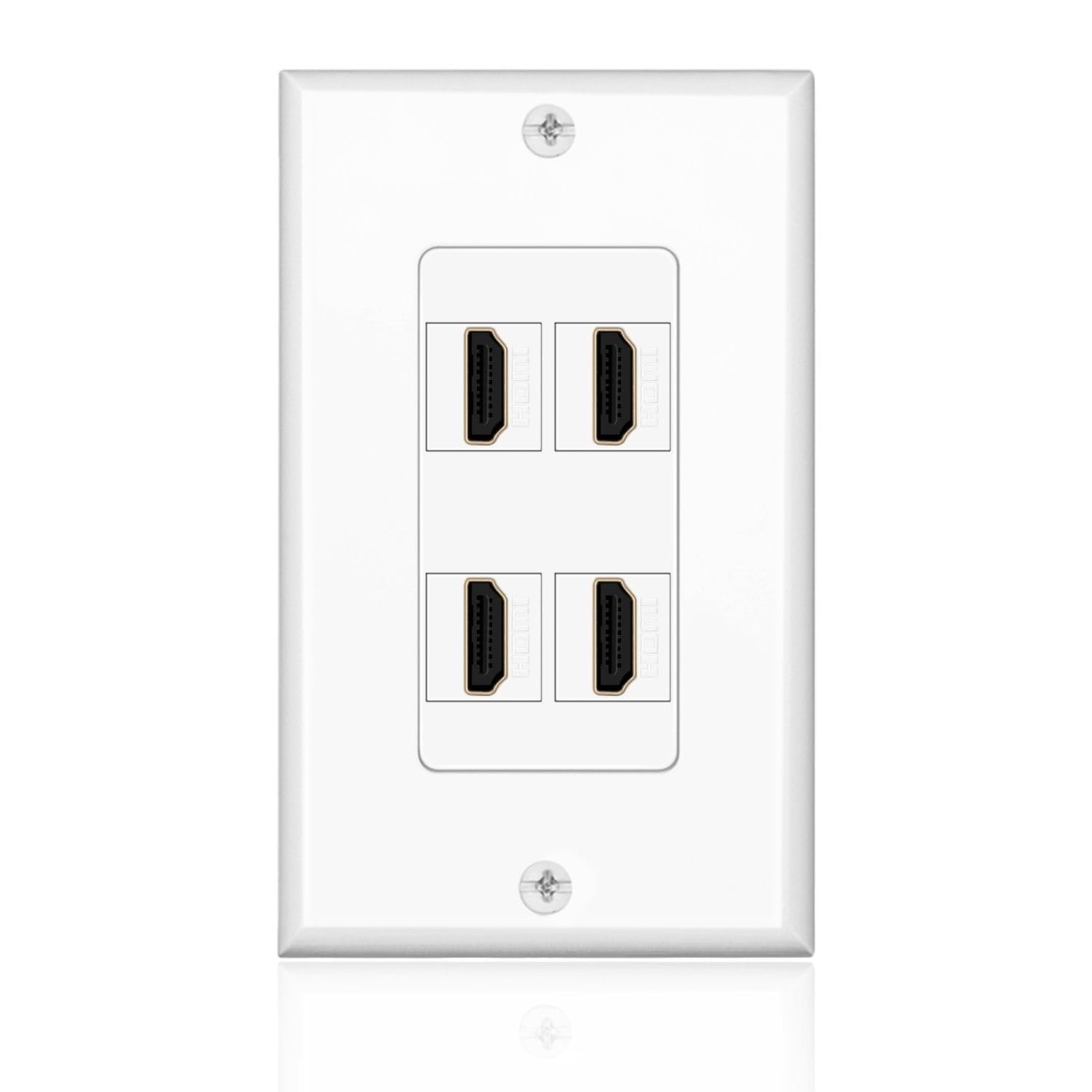 Plaque murale TNP HDMI, coaxiale, téléphonique et Cat6 RJ45 – Plaque de connexion simple avec coupleurs intégrés, installation facile pour câblage audio/vidéo, réseau et téléphone – Blanc, 4,5 × 2,7 pouces