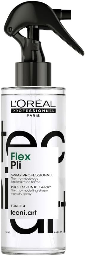 Spray Thermo-Modelant Flex Pli Tecni Art - Mémoire de Forme & Fixation - Coiffures Ondulées Volumineuses & Boucles Dynamiques - Tous Types de Cheveux, Raides à Bouclés - 190 ml