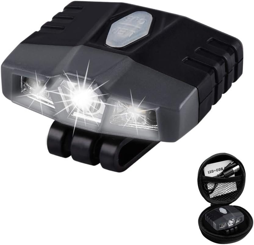 Ultra Bright Mini Hands Free LED Clip on Cap Light - Lampe de poche imperméable rechargeable Lampe frontale portable pour la course à pied Camping Hand Work Baseball Caps