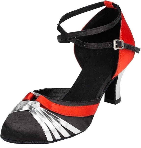 Satin Noir Rouge Talon 6 Cm