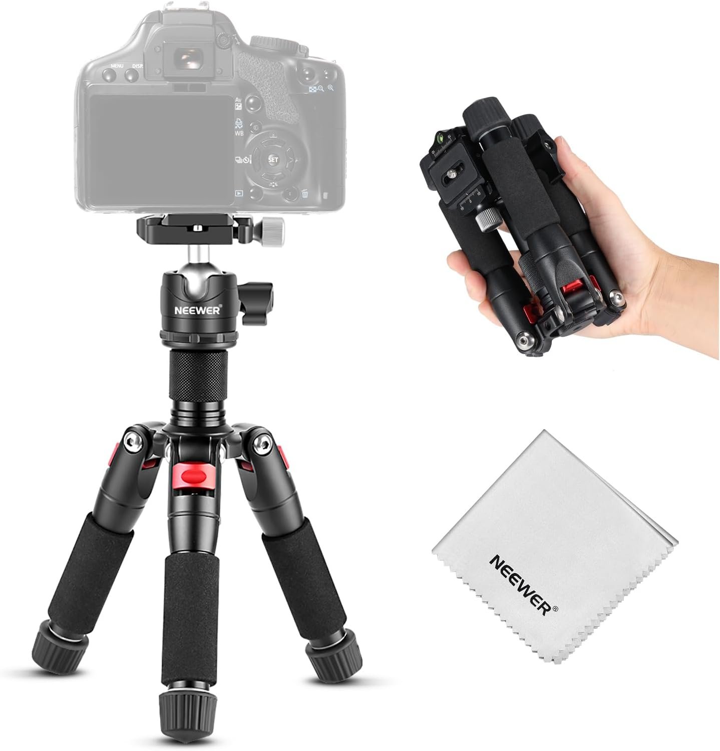 Mini Trépied pour Appareil Photo avec Rotule à 360° En Alliage d'Aluminium 20"/50cm 1/4" Plaque Rapide de Type Arca,Trépied de Voyage de Bureau Portable pour Caméscope DSLR