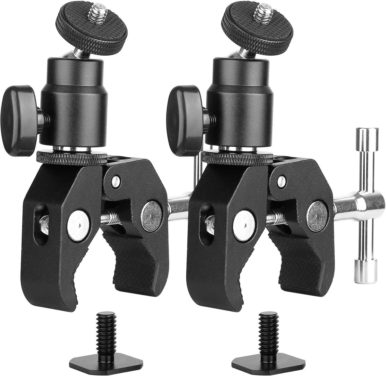 Rotule Super Clamp Support de Fixation pour Caméra Pince de Moniteur à Tête Sphérique avec vis de Trépied de 1/4" -20 pour Moniteur LCD DV, LED, Lampe Flash, Microphone et Plus 2Pack