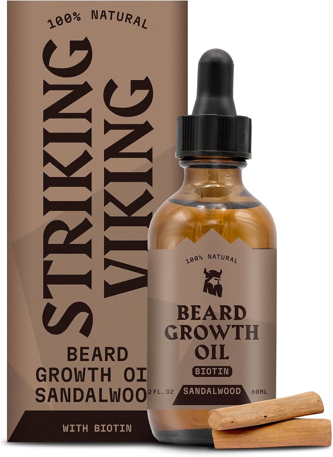 Huile Croissance Barbe Homme Avec Biotine – 60 ml, Santal Sérum Épaississant Et Revitalisant – Pour Une Pousse Plus Complète – Nourrit Les Follicules Et La Peau