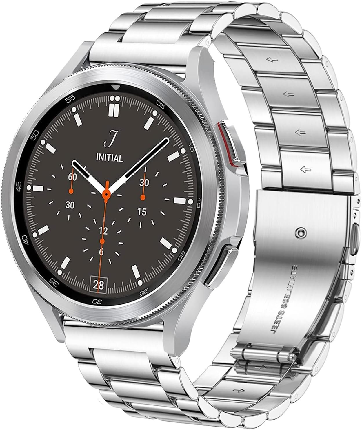 Bracelet Compatible pour Samsung Gear Sport/Galaxy Watch 42mm / Active/Huawei Watch 2, Métal Solide d'acier Inoxydable de 20mm Remplacement Wristband, Argent/Or Rose