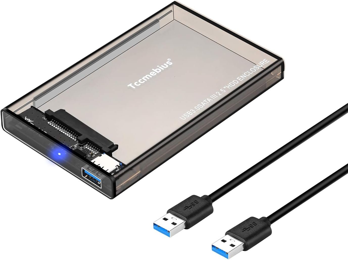 Boîtier de Disque Dur Adaptateur USB 3.0 vers SATA pour 2.5 Pouces 9.5mm 7mm SATA HDD SSD Jusqu'à 6TB, Installation sans Outil, Soutenir UASP Fonction de Veille Automatique (TCC-S9)
