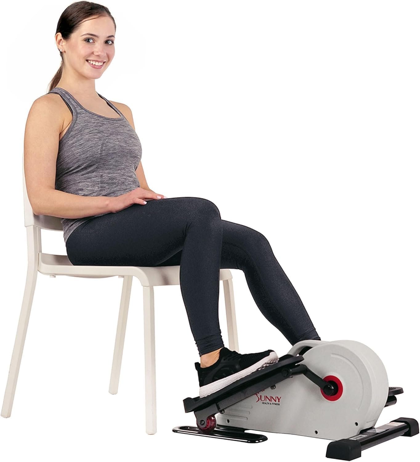 Mini Elliptique Compact 2-en-1 Assis/Debout, Pédalier Magnétique Portable avec Poignées pour Entraînement à Domicile