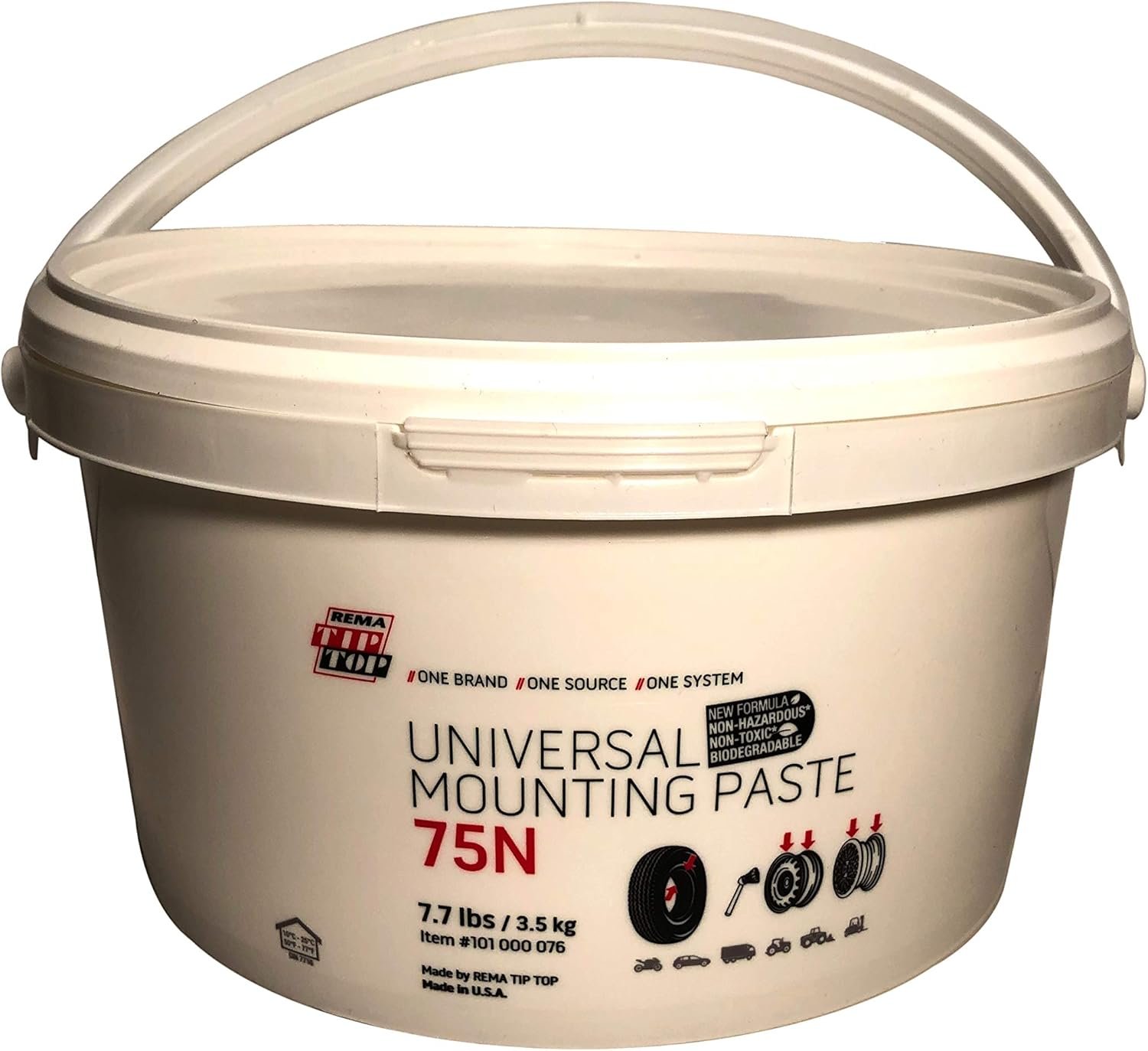 Rema Tip Top Universal Tire Mounting Paste 75N Short Low Profile Pail of lube - (7.7l bs / 3.5 kg)