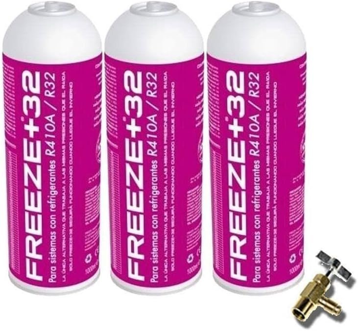 3 Bouteilles Gel Gaz Réfrigérant Ecologique +32 Valve de Remplacement 350g + Organique R32, R410A