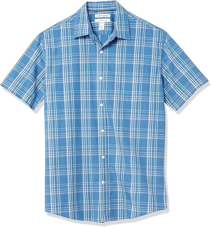 Homme Chemise en Popeline à Manches Courtes Coupe Régulière
