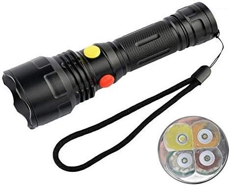 Lampe de Poche Rouge Vert Blanc Jaune, Lampe torche 4 couleurs de signalisation routière extérieure pour vision nocturne, astronomie, randonnée, pêche, camping