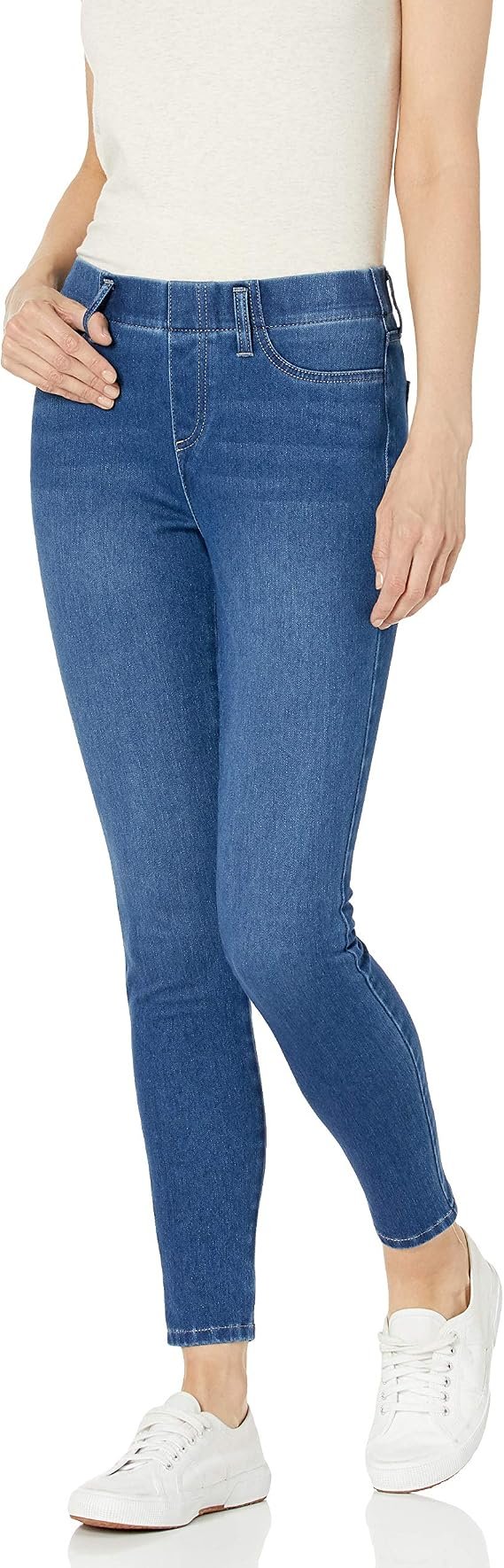 Femme Jegging en Tricot Extensible à Enfiler