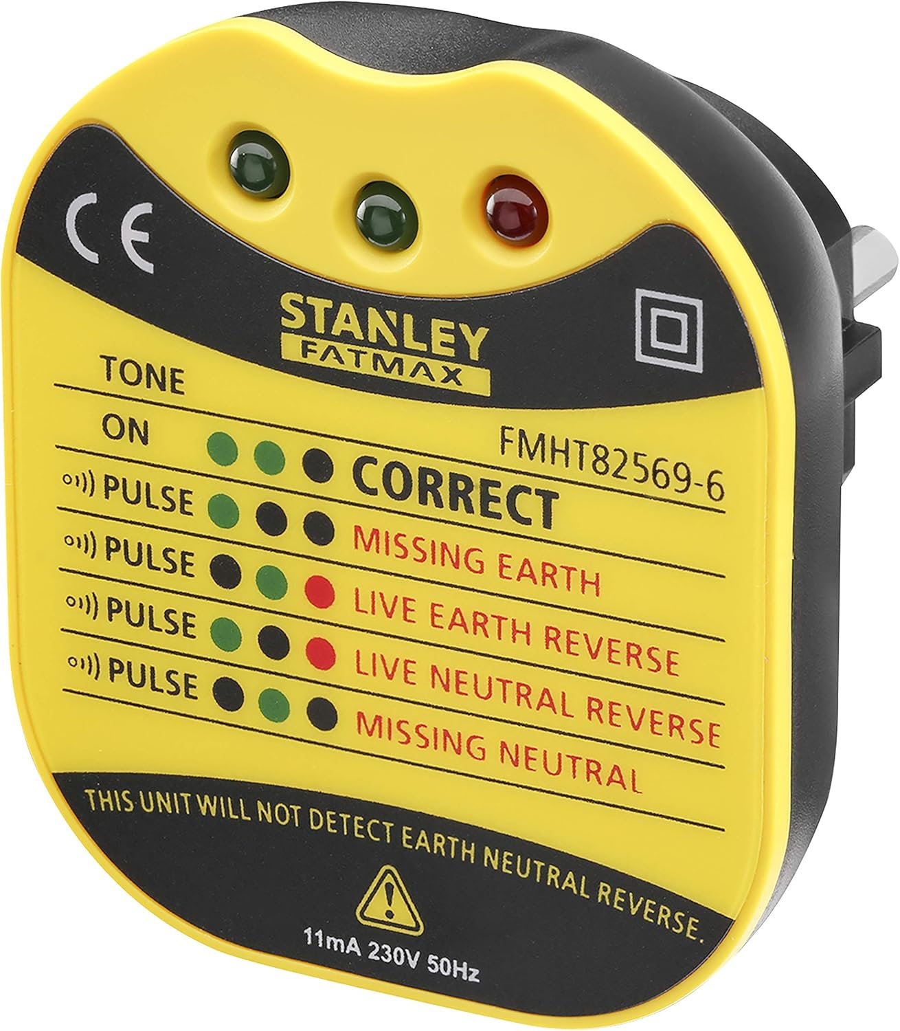 Testeur de prise murale 2 broches, FMHT82569-6 Convient aux douilles UE 230V, l'indicateur LED montre l'état du câblage