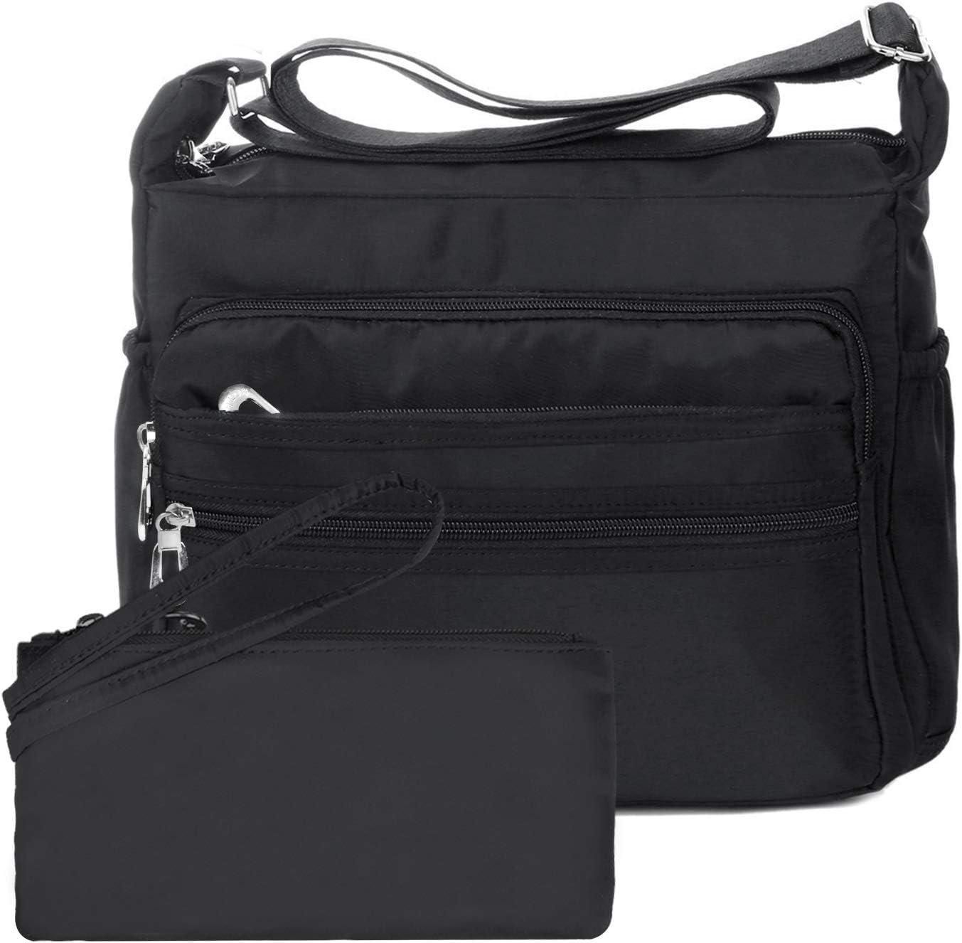 Sac Bandouliere Femme, Impermeable Nylon Sac Messenger Multi-Poches Sac à Main avec RFID Portefeuille (L)