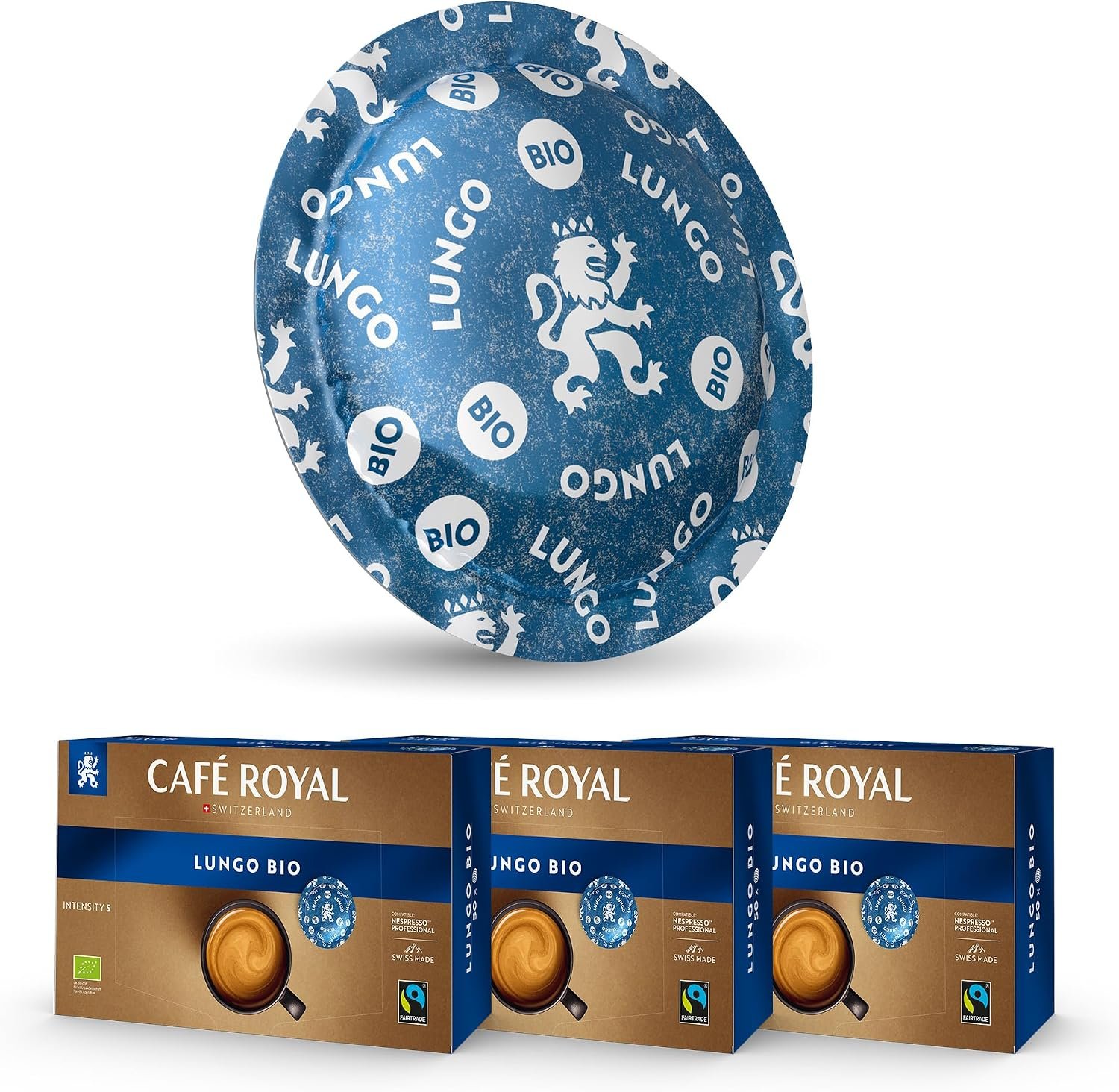 Lungo BIO - Compatible Nespresso® Professional (Gemini, Zenius, Aguila) | Café Royal Pro 100% Arabica, Intensité 3/10 (3 x 50)