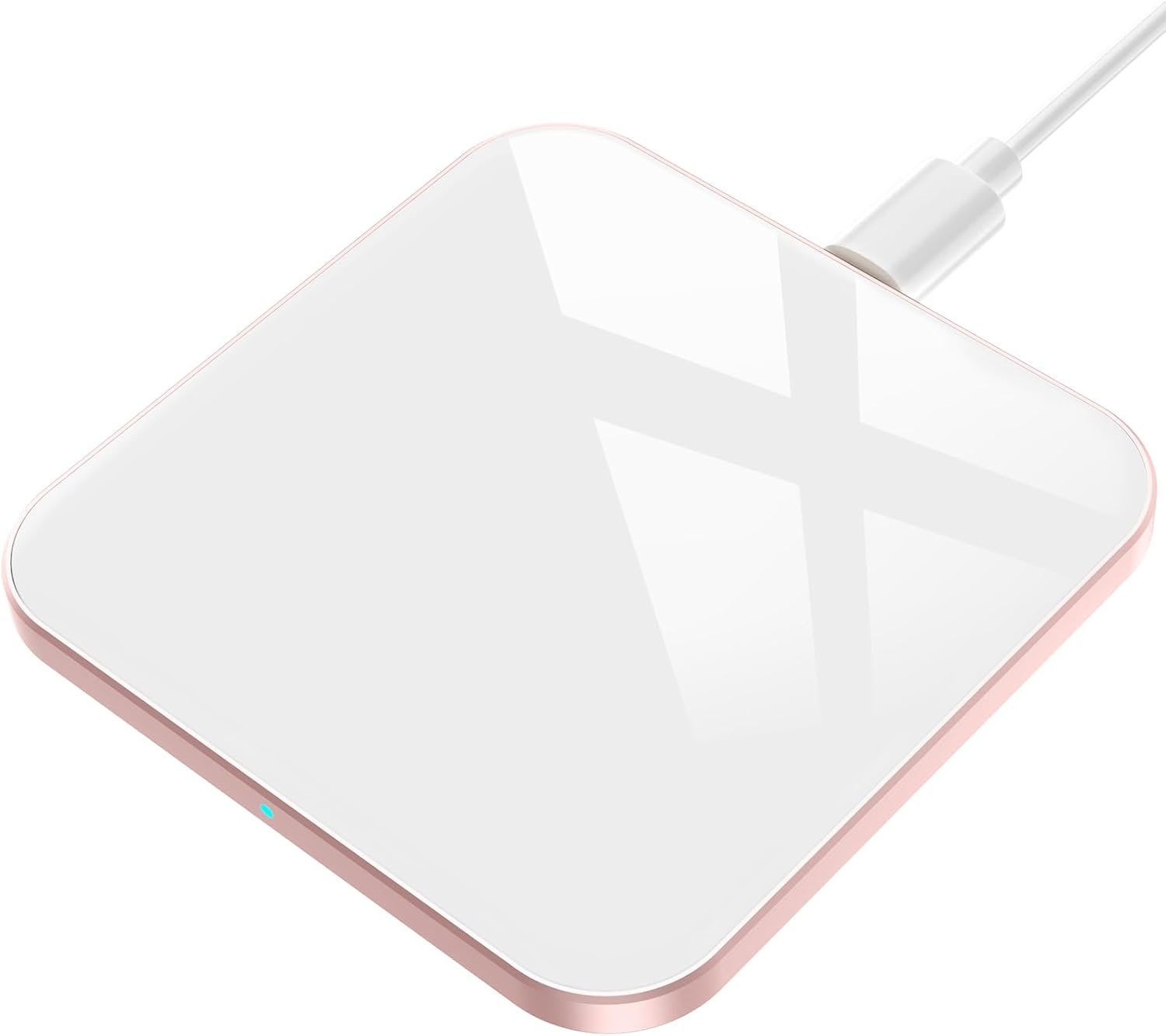 Chargeur sans Fil, 15W Chargeur Induction pour iPhone 17/16/15/14/13/12/11/16e/SE/XS/XR/8, pour Samsung Galaxy S25/S24/S22/S21/S10E/S9/S8, Note 20/10/9/8, AirPods3/Pro, Blanc