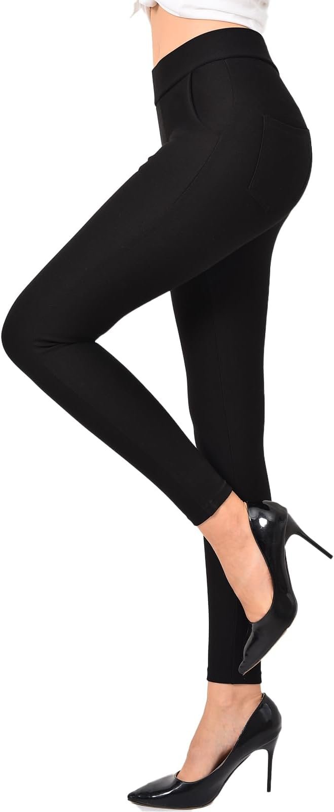 Legging décontracté d'affaires | Couleurs classiques; Contrôle de ventre haut de gamme; Tissu en tricot extensible; Coupe de traction avec