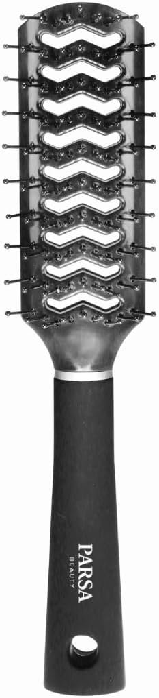 brosse cheveux – Brosse soufflante (Noire) avec des fentes d'air et des épingles en plastique pour démêler, sécher et lisser les cheveux – Brosse sans tirer