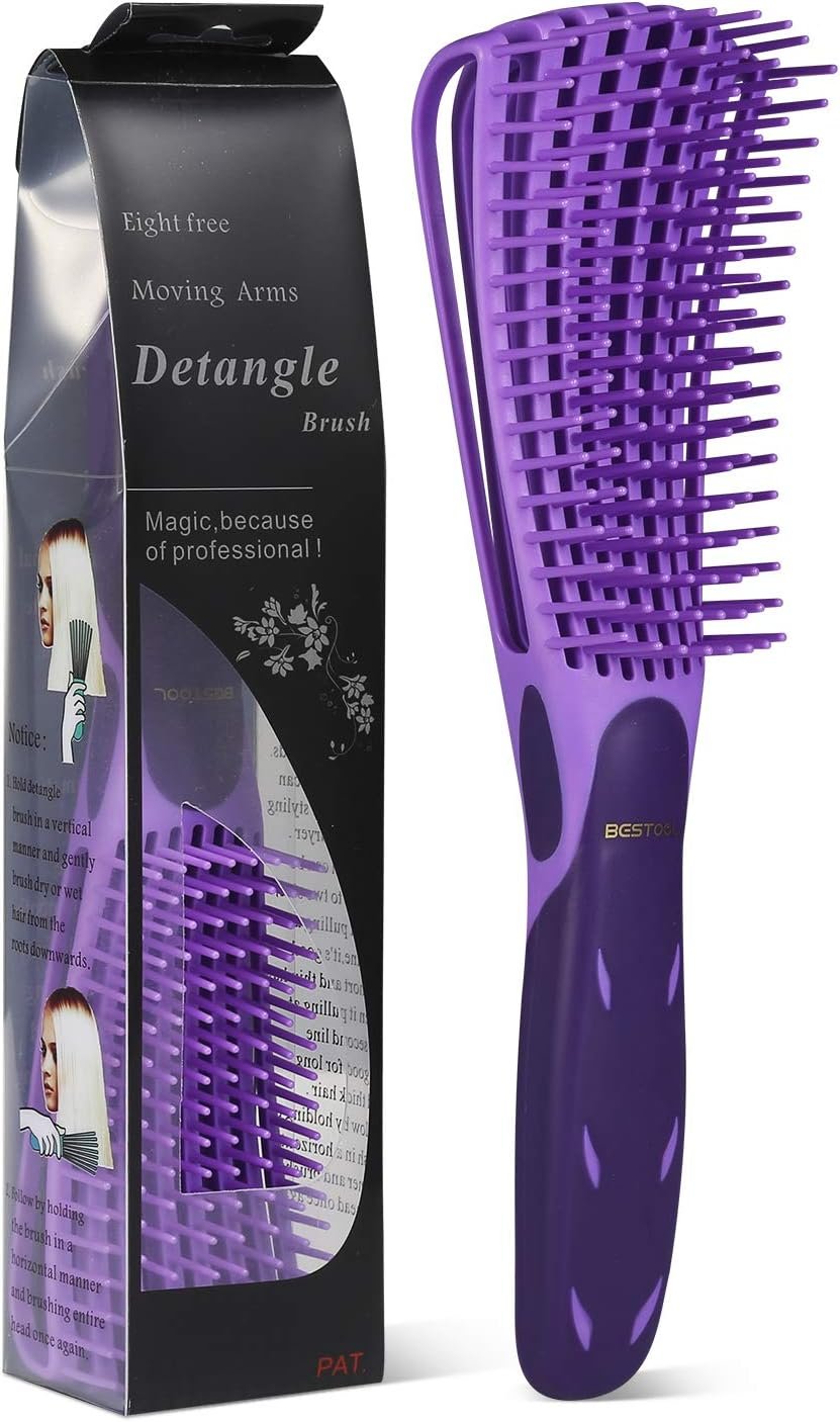 Brosse à cheveux, brosse à démêlage pour les cheveux naturels noirs, brosse cheveux bouclés pour les cheveux bouclés afro 3 / 4abc, idéal sur cheveux mouillés ou secs