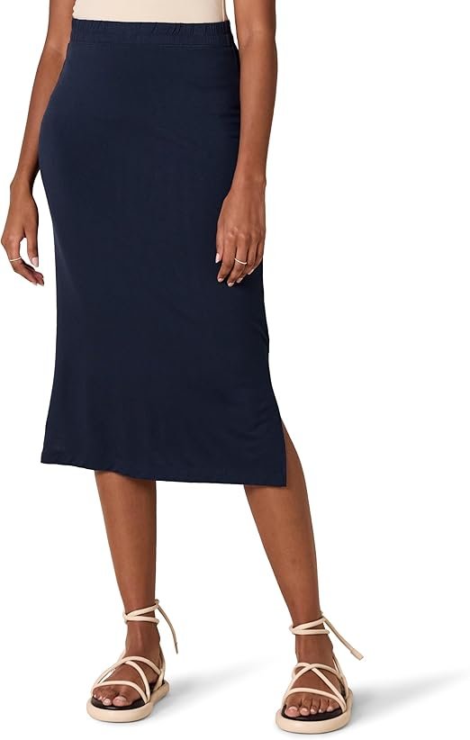 Femme Jupe midi en Tricot à Enfiler (Disponible en Grande Taille)