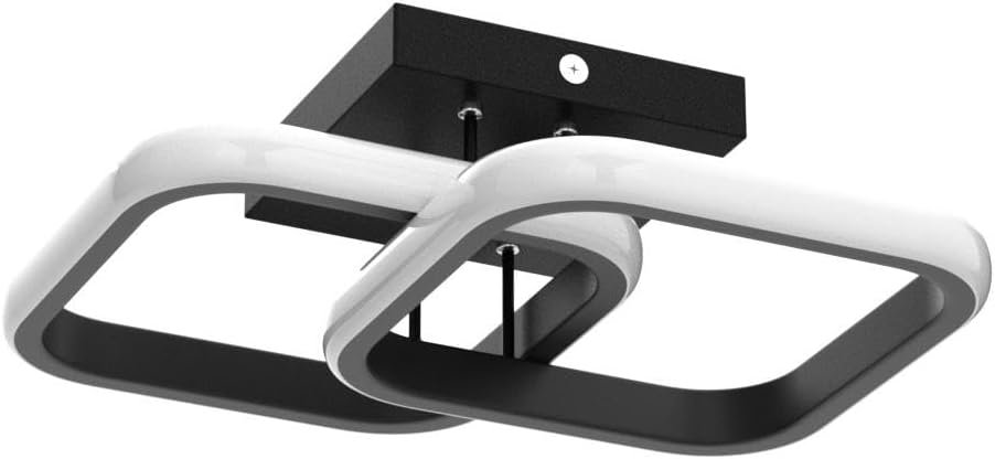 Plafonnier LED Moderne Noir, 22W Plafonnier Chambre LED en Acrylique 2550LM, Luminaire Plafonnier Carré pour Chambre Salon Cuisine Couloir, Blanc Froid 6500K, 29CM