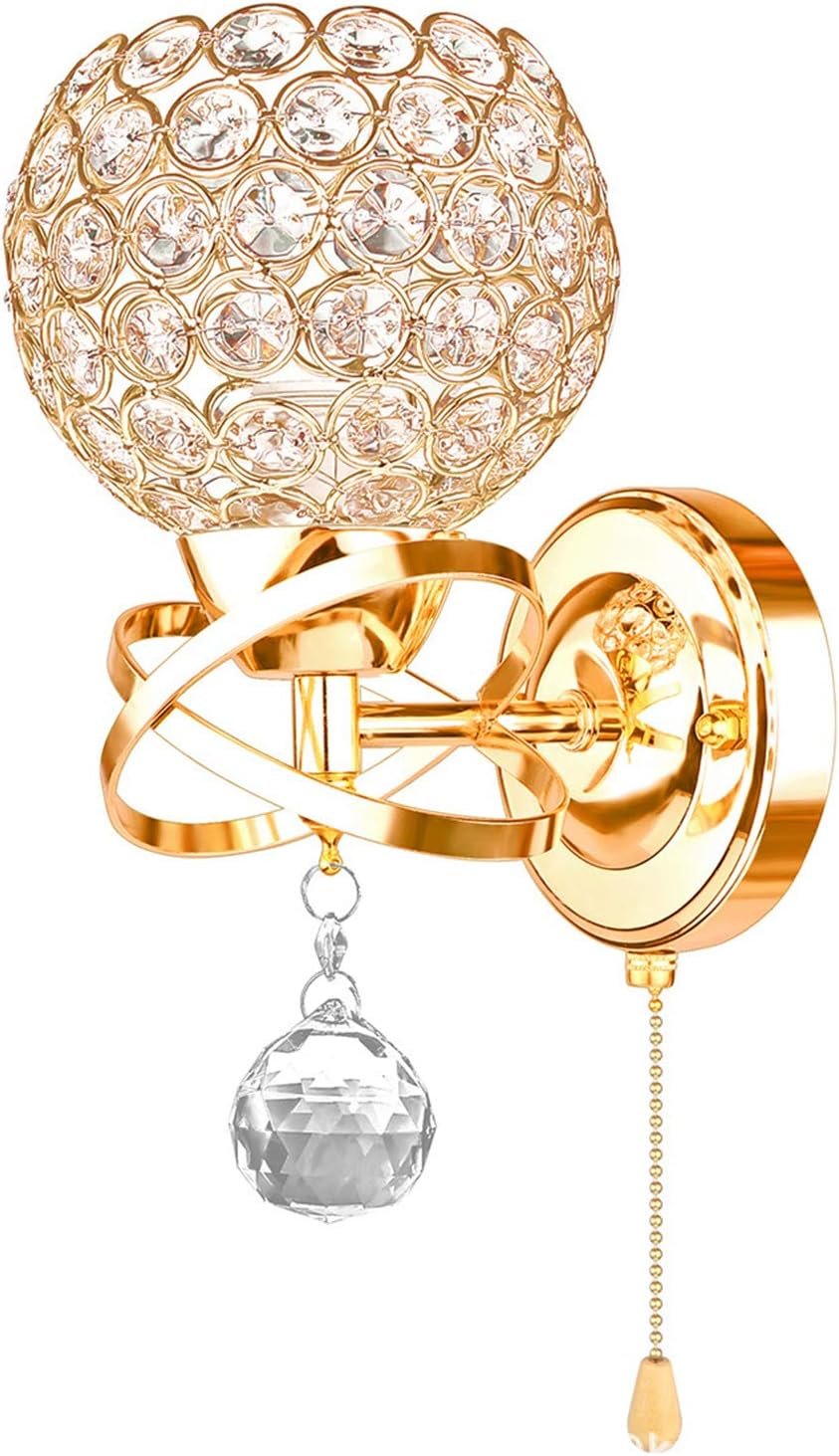 Applique Murale en Cristal Moderne avec Interrupteur à Tirette,  Prise E14