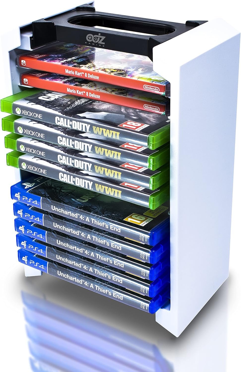 Tour de rangement jeux PS4 - universelle pour Stockage 12 disques ou Blu-Ray Support PS5, Xbox One, Series X/S, Nintendo Switch et