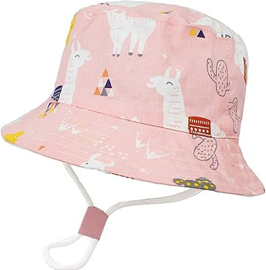 Enfants Bébé Chapeau de Soleil Coton Seau Chapeau Casquette de Plaged'été avec Jugulaire Réglable