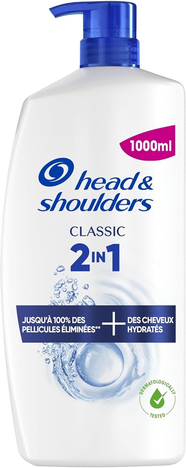 Shampoing Antipelliculaire, Tous Types de Cheveux, Pompe 1000ml. Jusqu'à 100% des Pellicules Éliminées, Cliniquement Prouvé. Usage Quotidien. Rafraîchissant